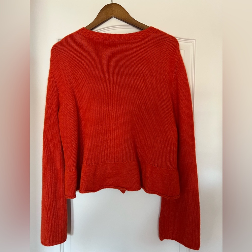 Women's Orange Button-Up Sweater - Picture 3 of 4